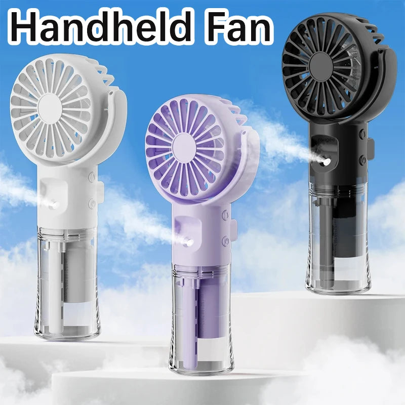Portable Fan Mini Handheld Humidifier Fan USB Rechargeable Portable Handheld Mist Fan with Humidifier Mini Water Spray Hand Fans
