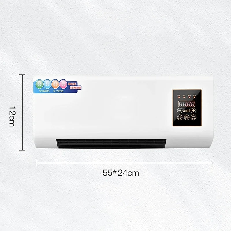 Electric Air Conditioner Fan Wall Mount Easy Temperature Timer Heating and Cooling Fan Space Heater Fan with Remote Control