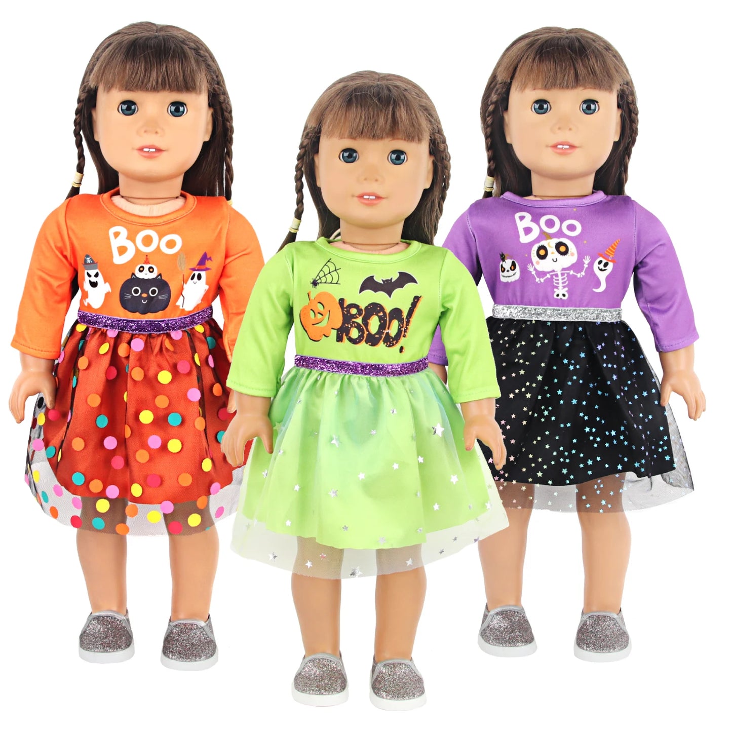 Halloween Doll Clothes Festival Pumpkin, Skeleton Costumes For 18 Inch American&43cm Baby New Born,OG,Life Girl Doll Accessories