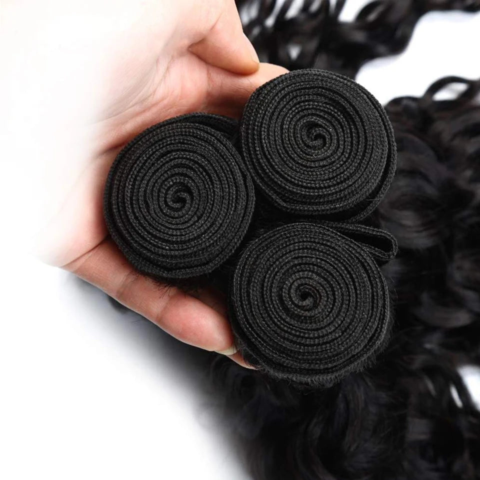 Water Wave Bundles Human Hair Extensions For Women Peruvian Hair Bundle Raw Virgin Hair Unprocessed Human Bundle Curly Hair