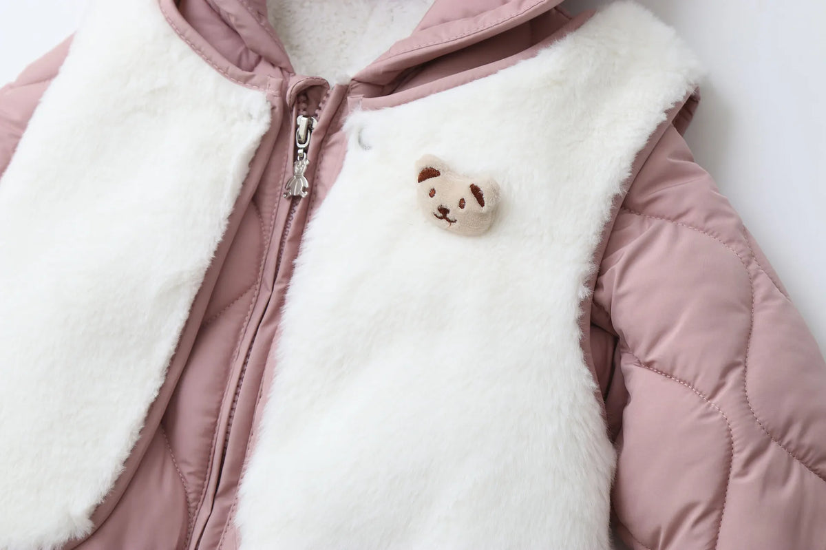 Winter 0-2Y Baby Clothes Thicken Fleece Boys Rompers Toddler Boys Jumpsuits Warm Fur Lining Footies And Vest 2 Pcs Snowsuit