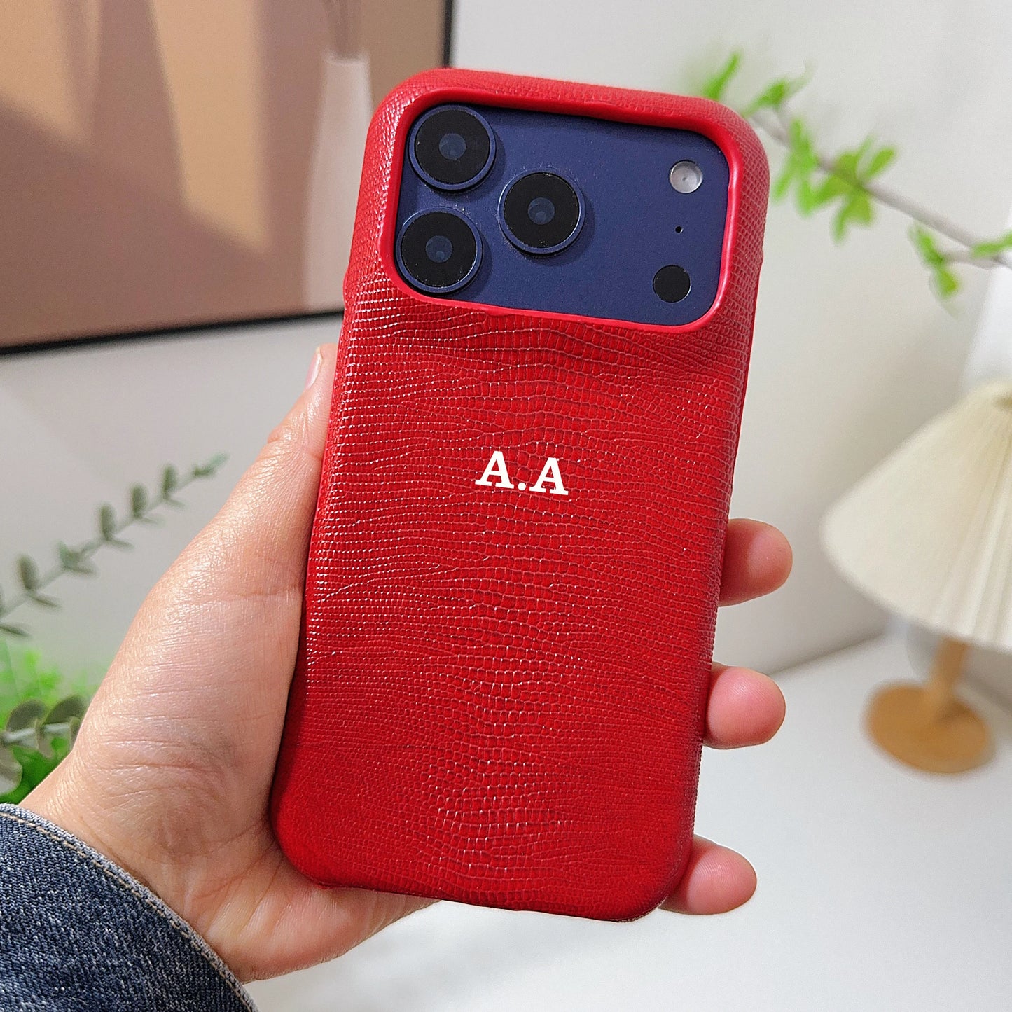 Customized letter Lizard pattern PU leather hard Case for iPhone17 16 15 14 Phone Cover 17 16 13 12 11 Pro Shockproof Back Funda