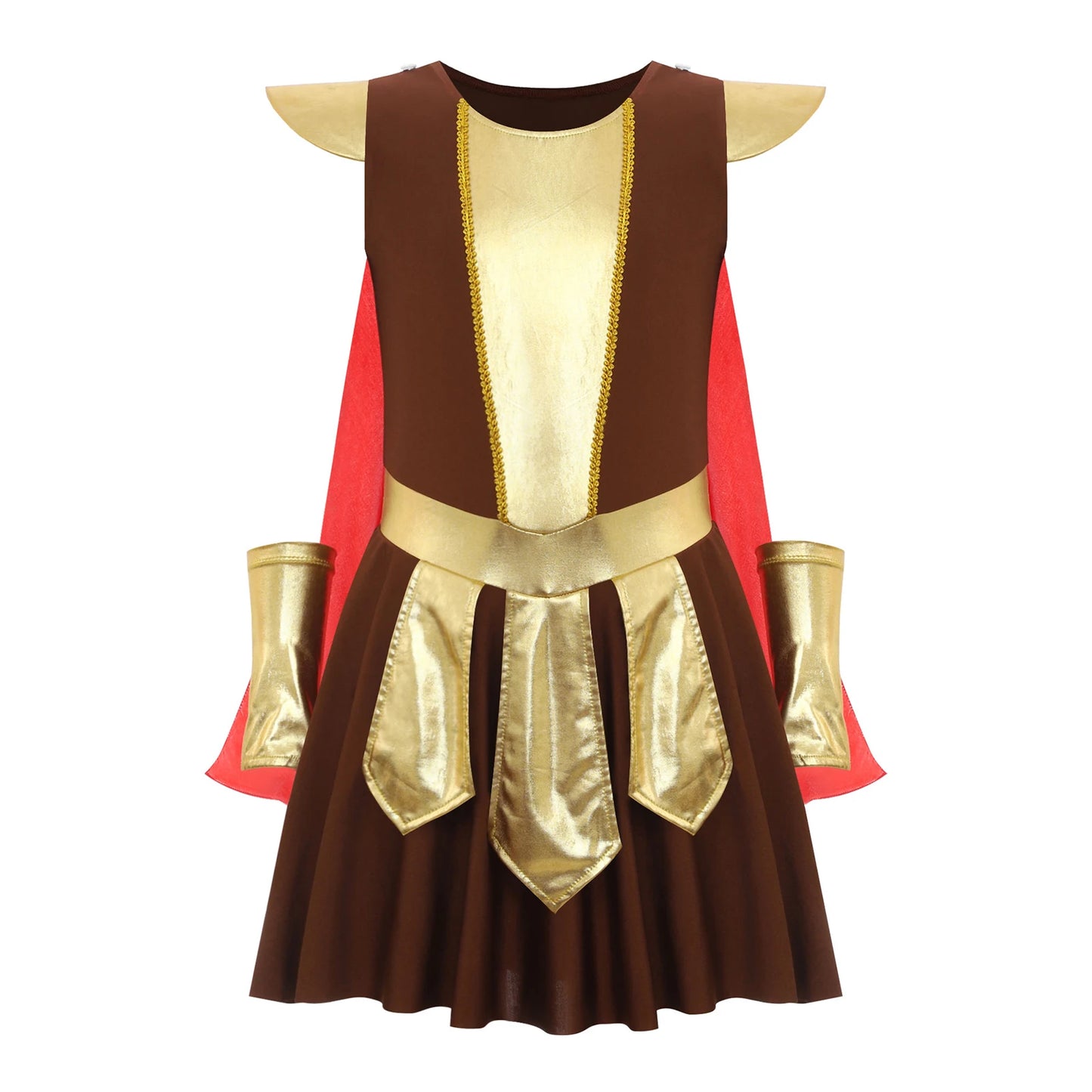 Kids Girls Halloween Ancient Roman Warrior Costume Medieval Soldier Gladiator Cosplay Party Dress Historical Role Play Dress Up