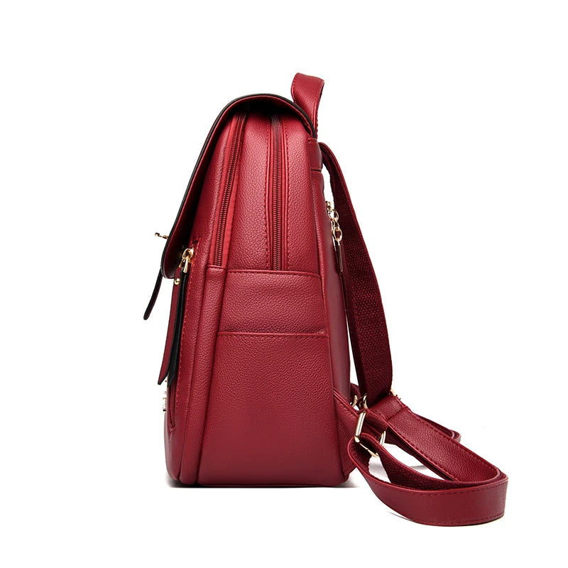 Luxury Women Leather Backpacks for Girls Sac A Dos Casual Daypack Black Vintage Backpack School Bags for Girls Mochila Rucksack