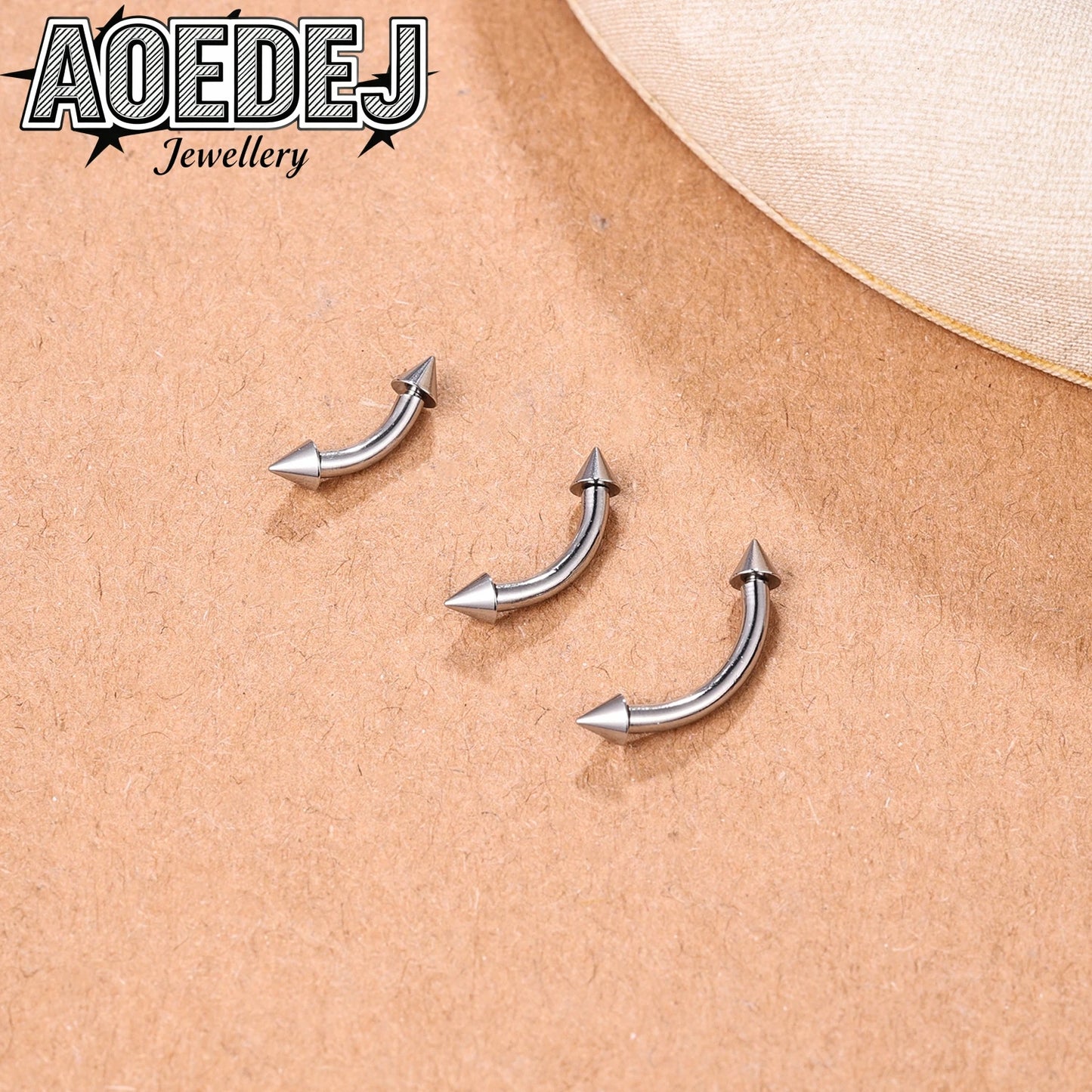 AOEDEJ 14/16/18G 1-10pcs/lot Stainless Steel Eyebrow Piercings Spike Eyebrow Rings Curved Barbell Bridge Piercing Jewelry 6-14MM