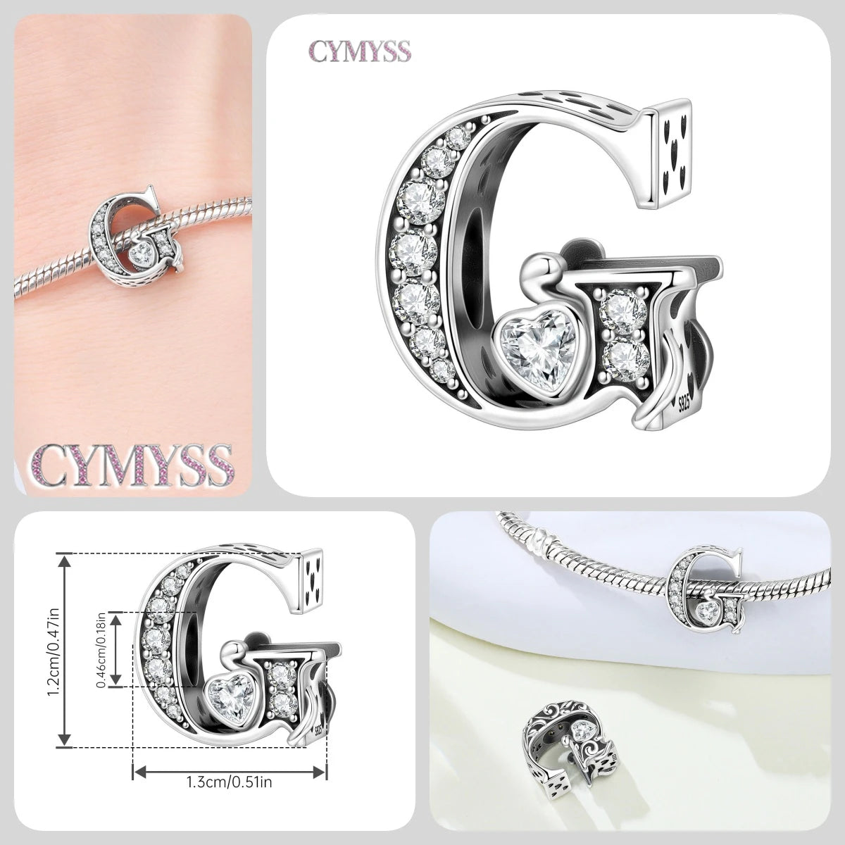 2026 New 925 Sterling Silver Zircon Scroll Grass Pattern 26 Letter Bead Charms for Women Fit DIY Bracelet Necklace Jewelry Gift