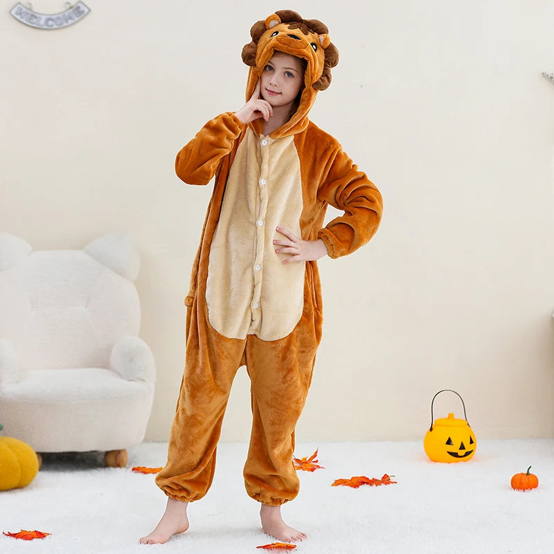 MICHLEY Christmas Capybara Flannel Blanket Sleepers Onesie Hooded Children Costume Clothes Jumpsuit Sleepwear For Boys Girls