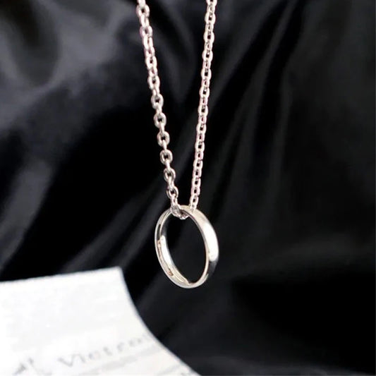 Fashion Ring Pendant Necklace Metal Silver Color Couple Chain Necklaces Men Women Hip Hop Jewelry Gift