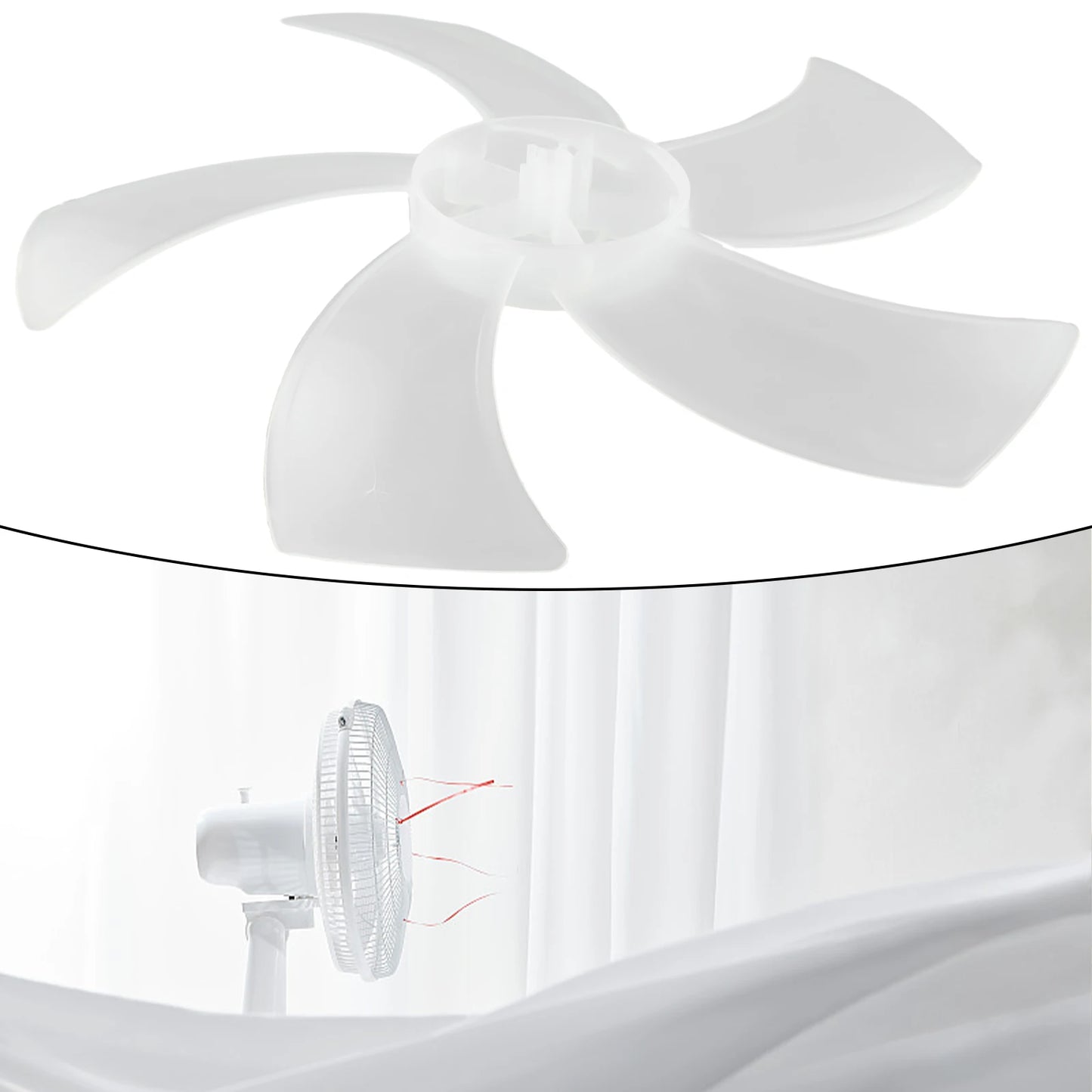 Replacement Fan Blade for 16 Inch Household Stand or Desk Fans 5 Leaves Plastic Blade with Nut Cover Offering Use
