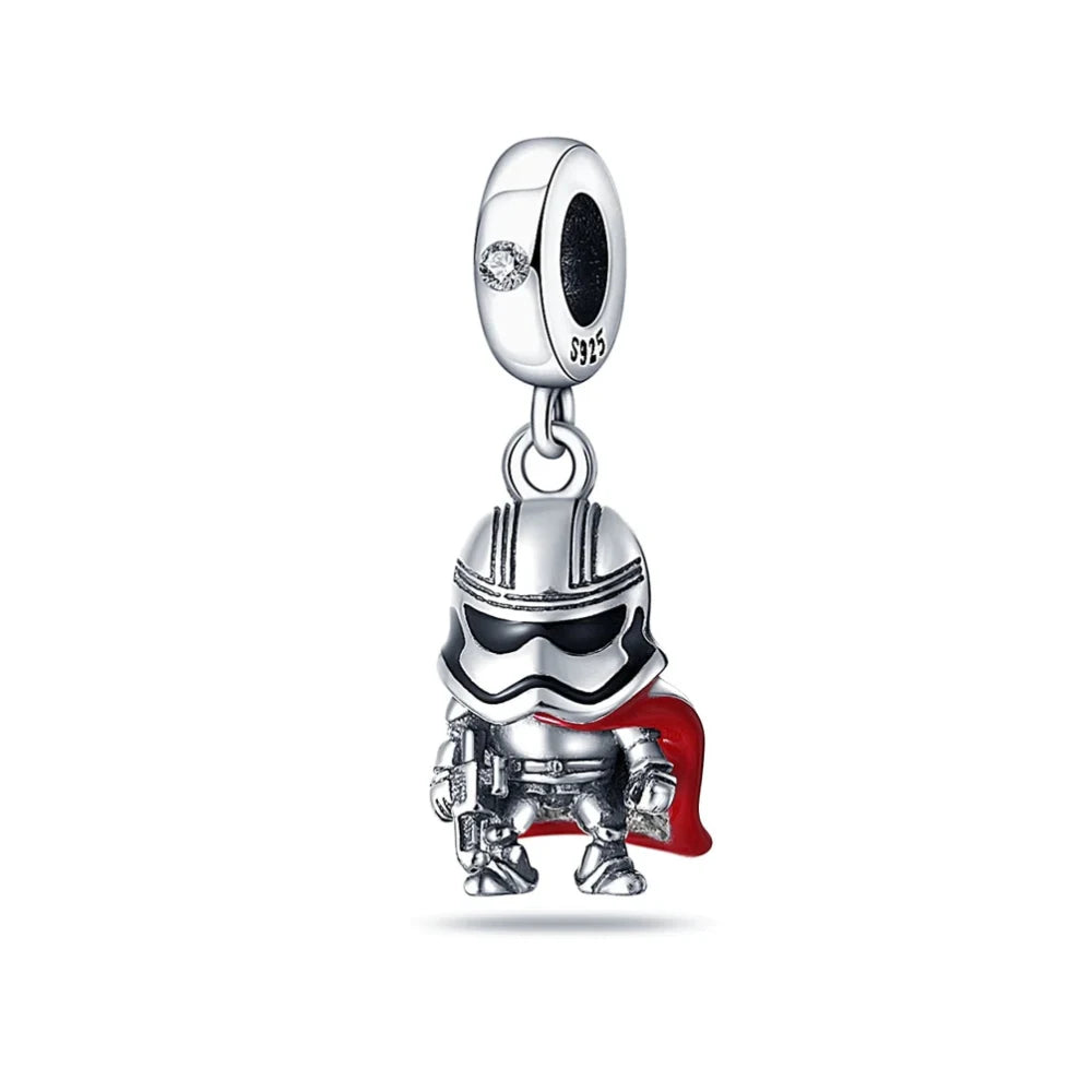 925 Sterling Silver Cute Cartoon Shield Soldier Stickey Charm Beads Animal & Character Charms DIY Jewelry Gift for Her