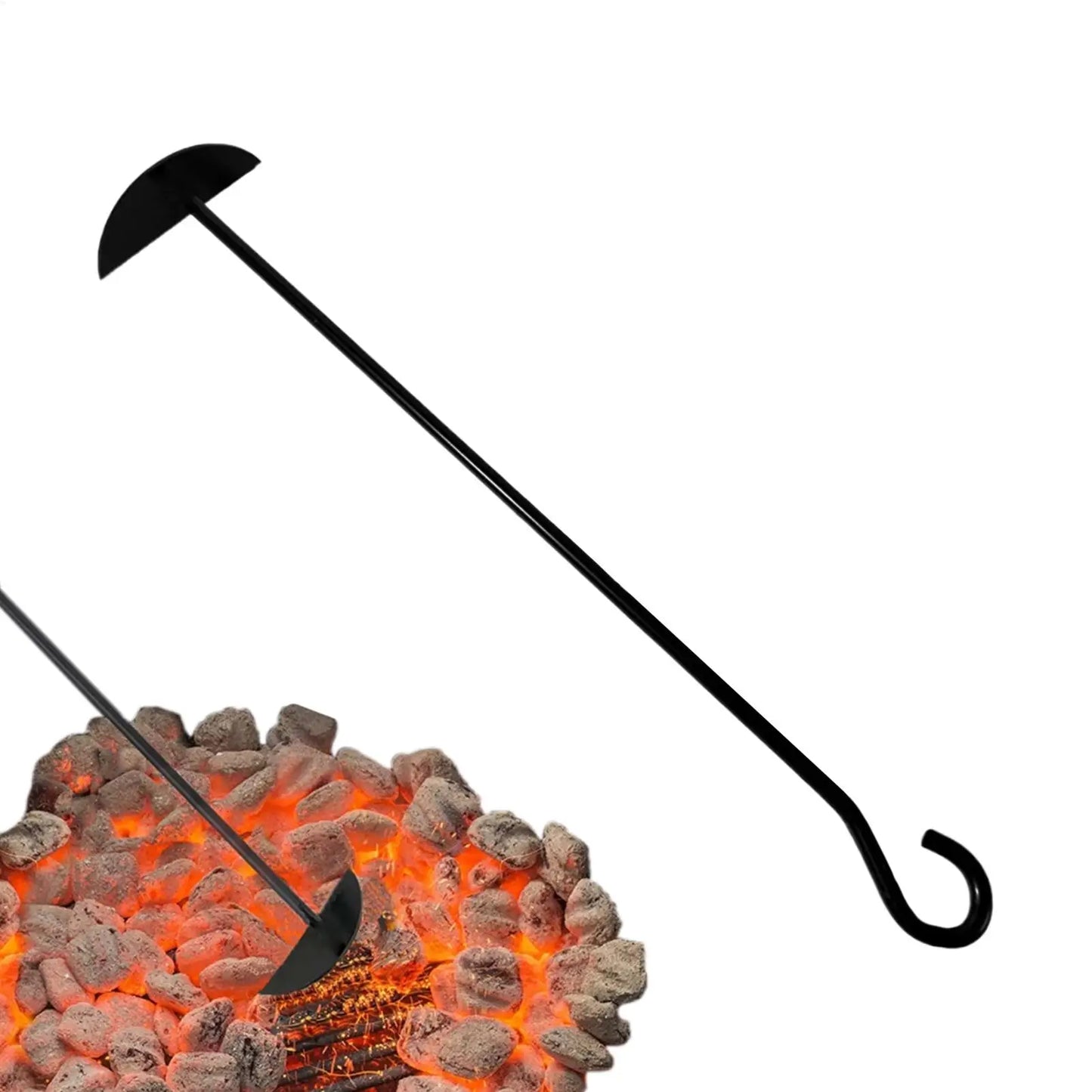 Heavy Duty Charcoal Rake Grill Cleaning Tool Long Handle Scoop Shovel For BBQ Outdoor Stove Wood Burner Oven Accessories