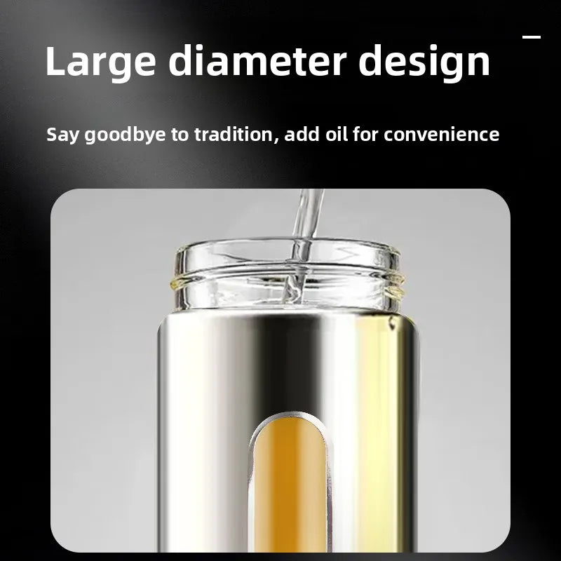Stainless Steel Glass Oil Dispenser, Auto Open and Close Sauce Vinegar Condiment Bottle, Kitchen Household Oil Can