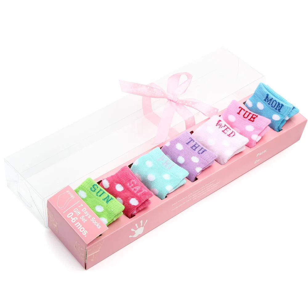 7 Pairs Set for Baby Socks Soft Cotton Cute Animal Smile Face Spring and Autumn for 0-6 Months Toddler Boys and Girls W0040W0052
