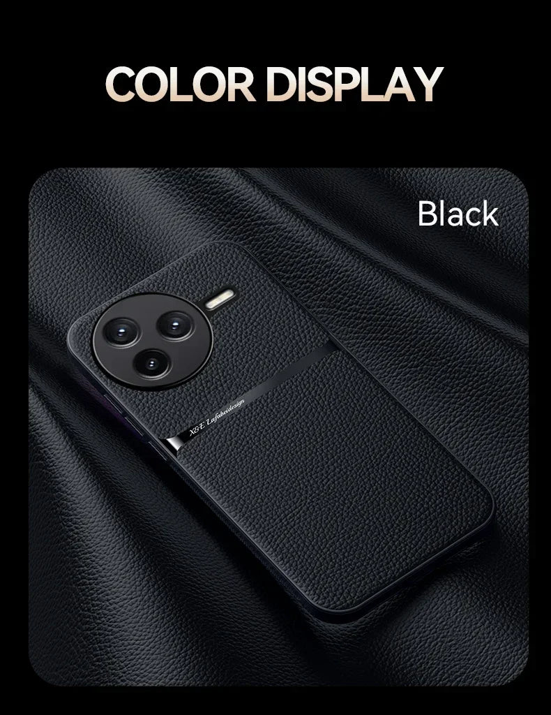 Car Magnetic Hilder Texture Leather Case For POCO F7 Ultra Soft Silicone Protection Shockproof Cover