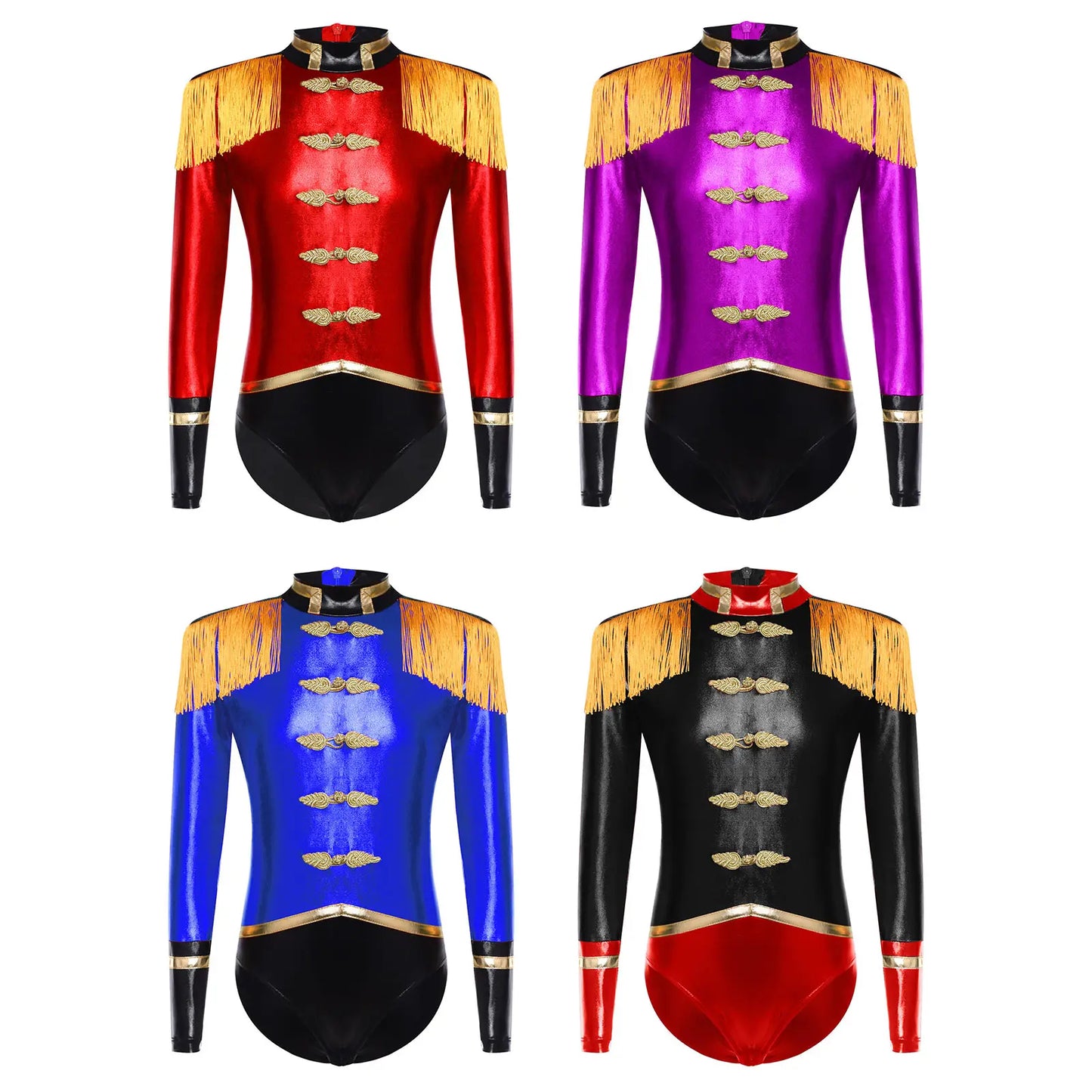 Halloween Costume Romper Circus Ringmaster Cosplay Carnival Party Shiny Sequins Leotard Dress Drum Majorette Magician Dress Up