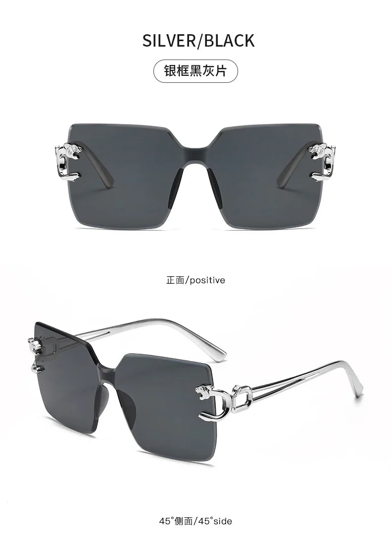 Retro Square Sunglasses Women Men Rimless Trend Luxury Shades Travel Glasses Lady Man UV400
