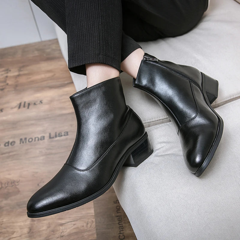 Boots Men Luxury Business Fashion Warm Leather Shoes Men Comfort Fashion Brand Chelsea Boots Gentlemen's Social Boots Men 38-46
