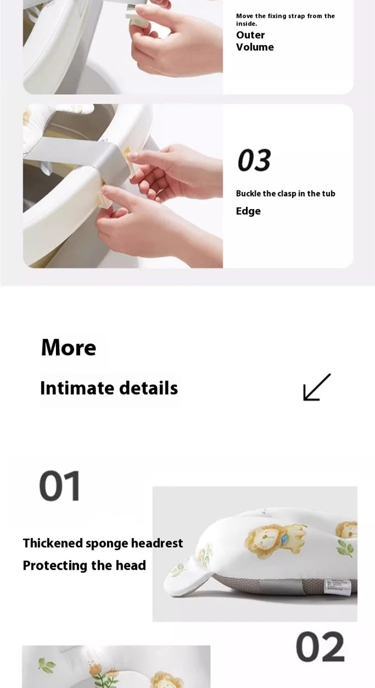 Portable Baby Bathtub Pad Ajustable Bath Tub Shower Cushion Newborn Support Seat Mat Foldable Baby Bath Seat Floating Water Pad