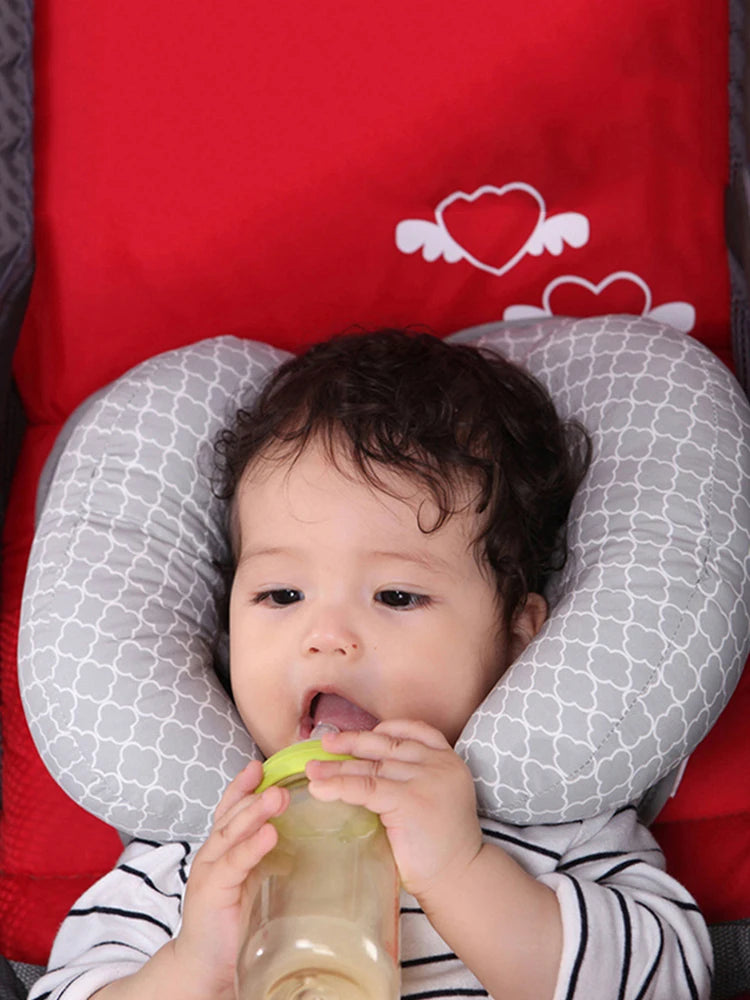 Baby Stroller Pillow Car Seat Head Fixed Neck Pillows Bend Shape Sleeping Protection Headrest Cushion Infant Anti-head Mat
