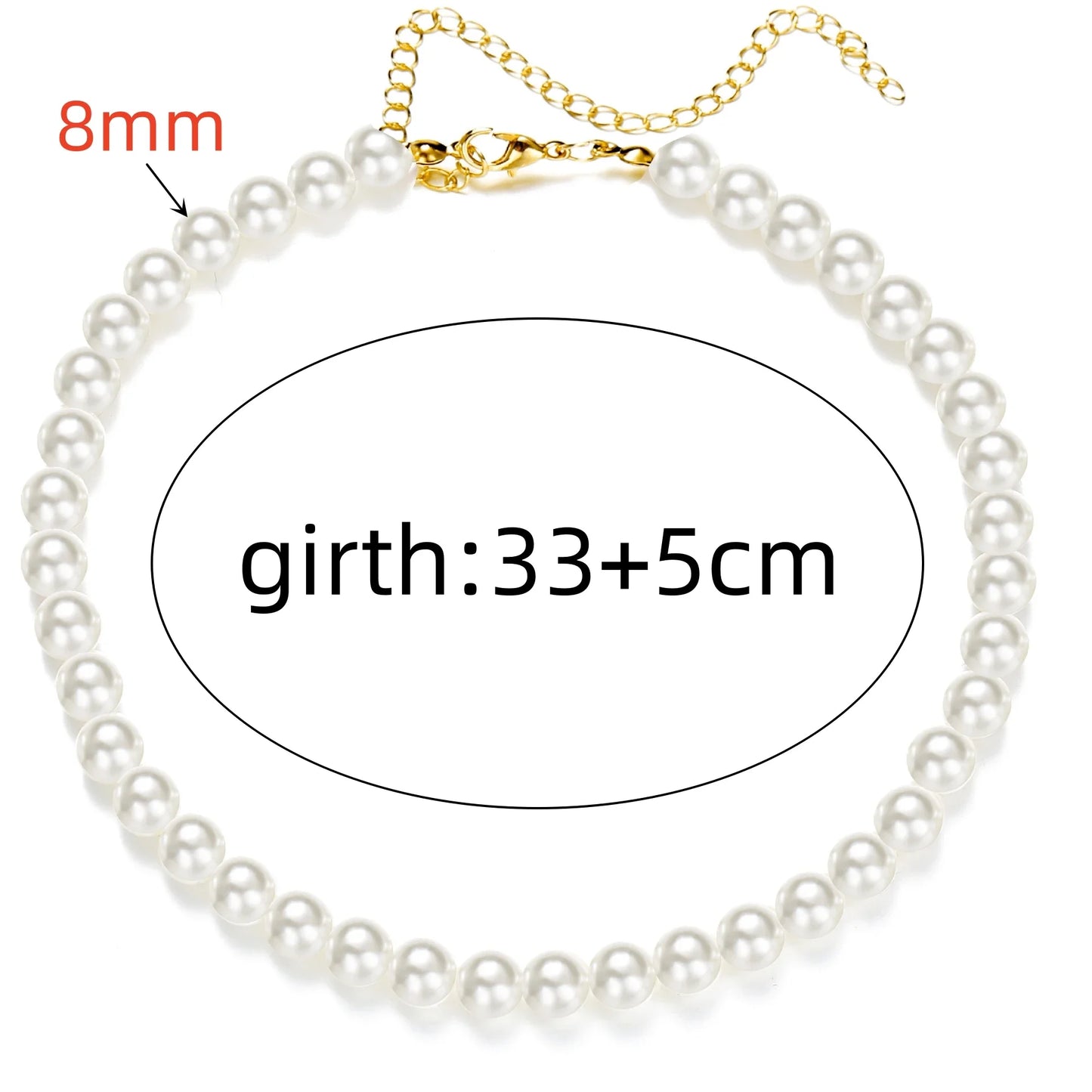 4 5 6 8mm White Pearl Chokers Necklace Clavicle Chain For Women Classic Fashion Elegant Wedding Neck Jewelry Love Pendant Gift