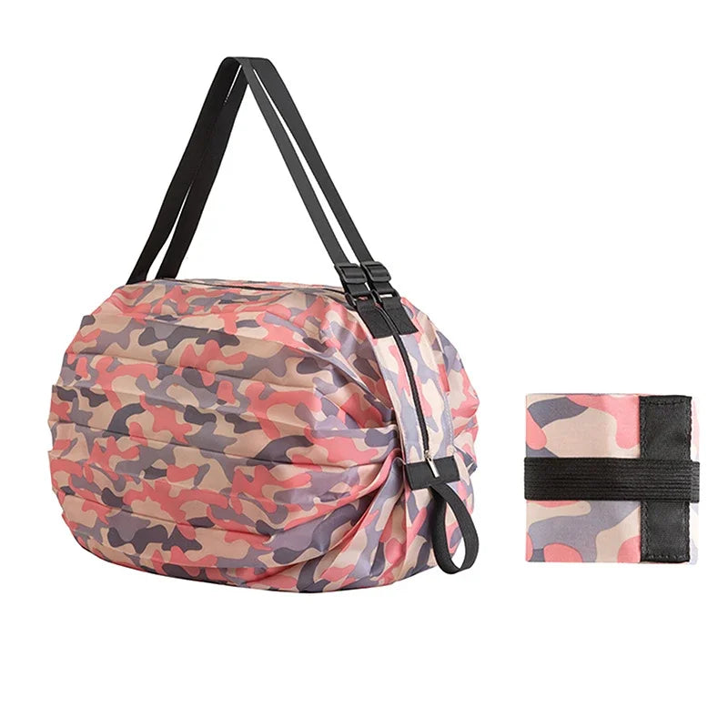 Portable Foldable Camouflage Grocery Tote Large Capacity Reusable Shopping Handbag With Handle Outdoor Travel Storage Bag