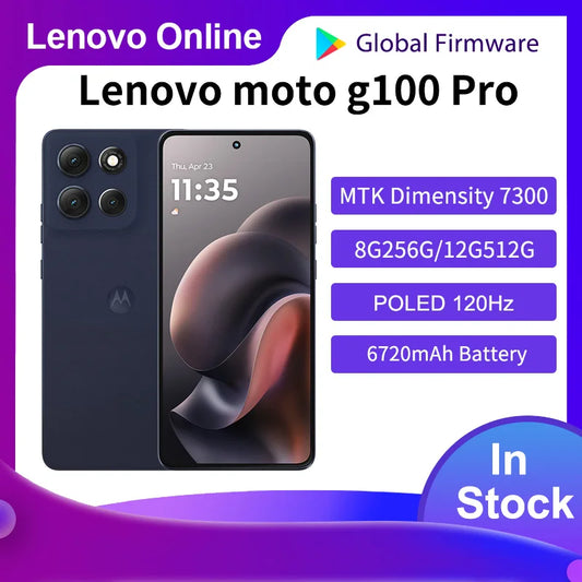 Global Lenovo MOTOROLA G100 Pro SmartPhone 50MP AI Camera 6720mAh Dimensity 7300 6.7 inch 1.5K Eye Protectiob Flexible Cellphone