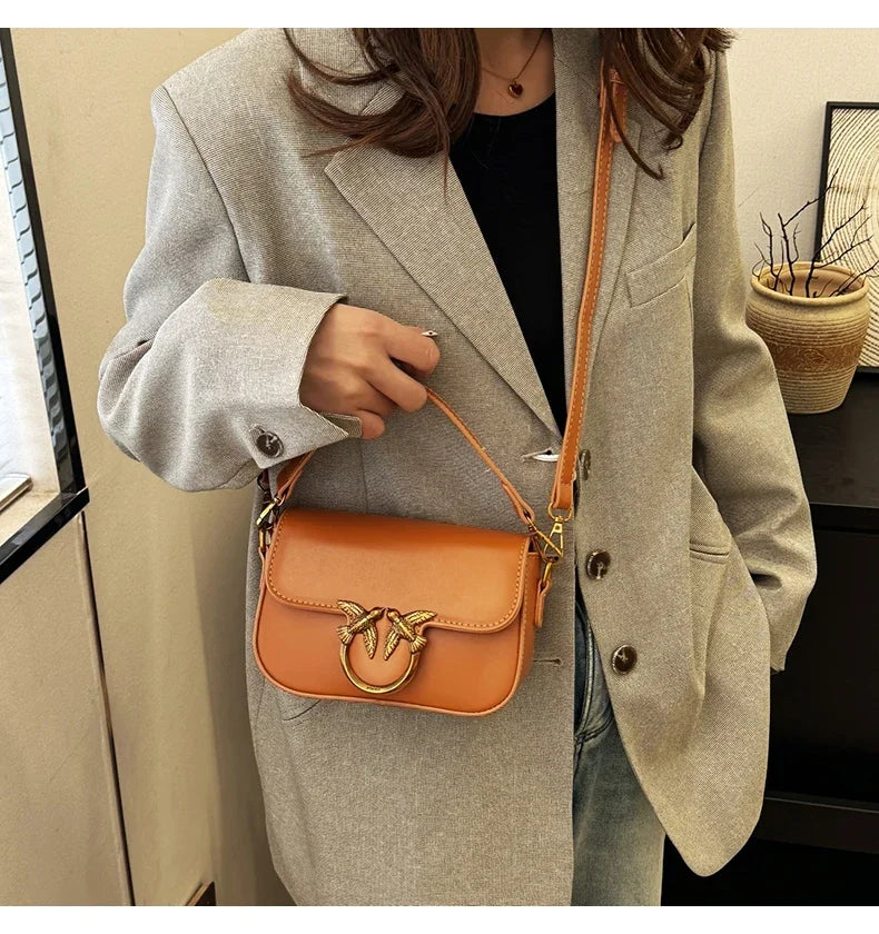 High-end Crossbody Handbag Leather Tote Bags Trendy Design Commuter Popular Classic Elegant Fashionable Bag with avian button