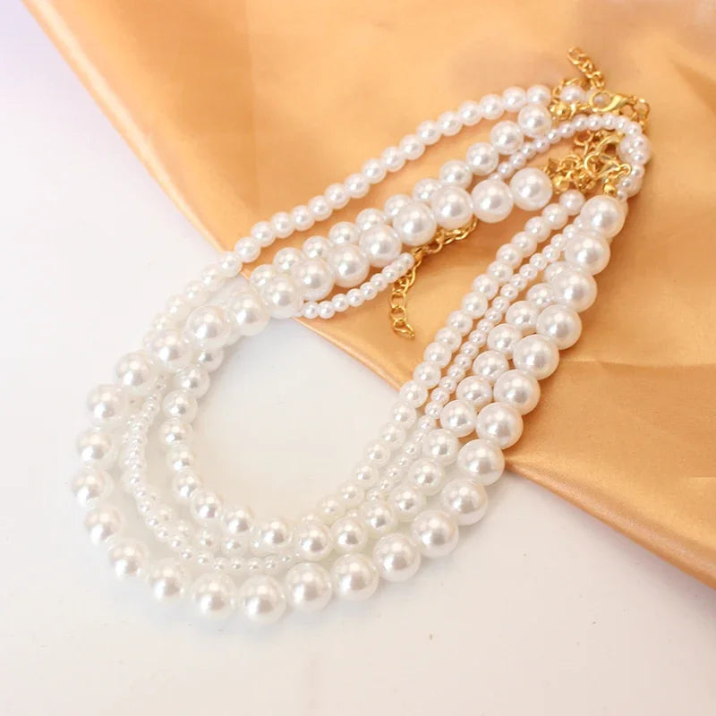 4 5 6 8mm White Pearl Chokers Necklace Clavicle Chain For Women Classic Fashion Elegant Wedding Neck Jewelry Love Pendant Gift