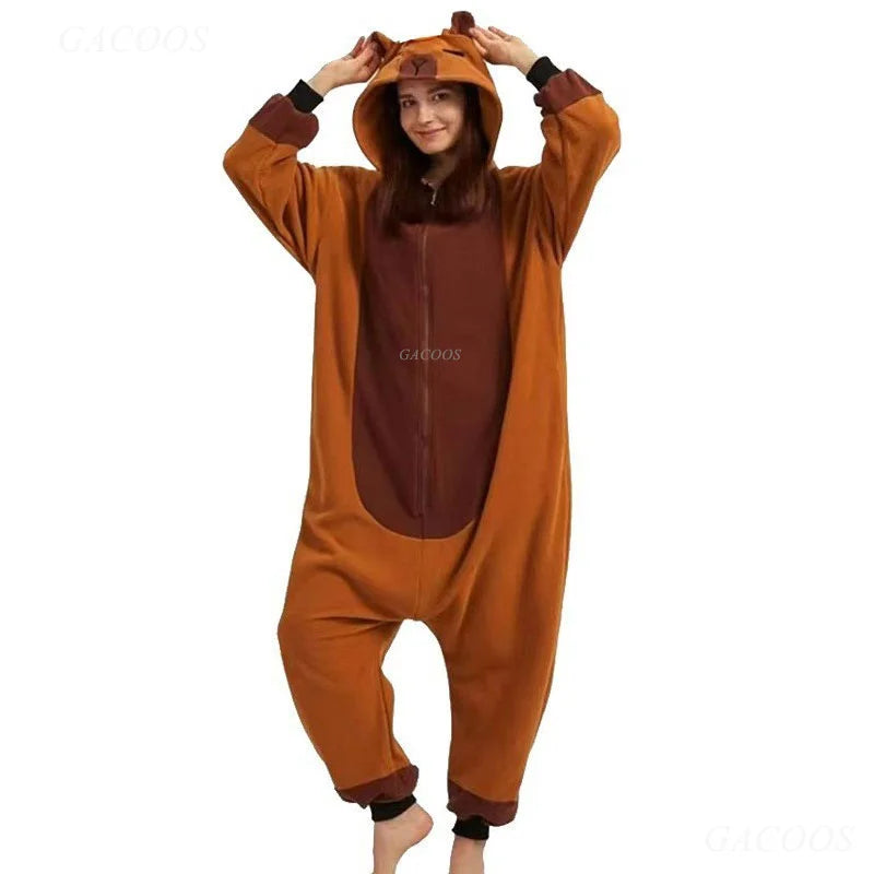 Kigurumi Onesie Kids Capybara Pajamas For Children Christmas Blanket Sleepers Baby Costume Winter Boy Girl Cat Jumspuit