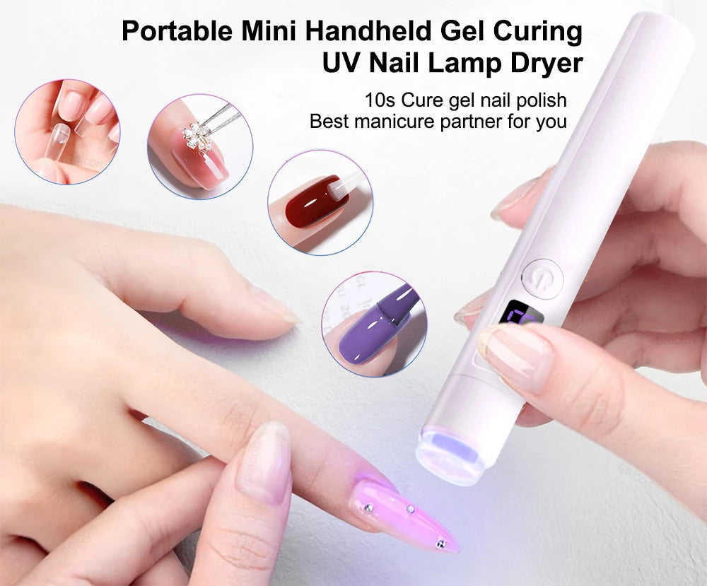 UV LED Nail Lamp Nail Dryer Lamp Removable Mini Portable Nail Dryer Rechargeable Nail lamp For Gel Nails Nail Art Tools