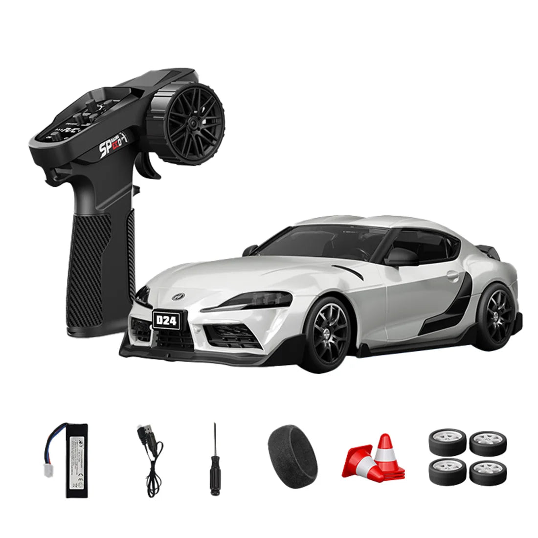 D24 1:24 RC Drift Car 4WD Proportional High Speed Racing Vehicle with ESP Gyro Underglow LED Dual Tires Remote Control Sport Car