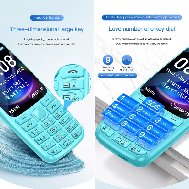 C99(H11) 4G Button Phone 2.4inches TFT Screen Dual SIM Dual Standby Voice King Alarm Clock 1500mAh Battery Torch CellPhone