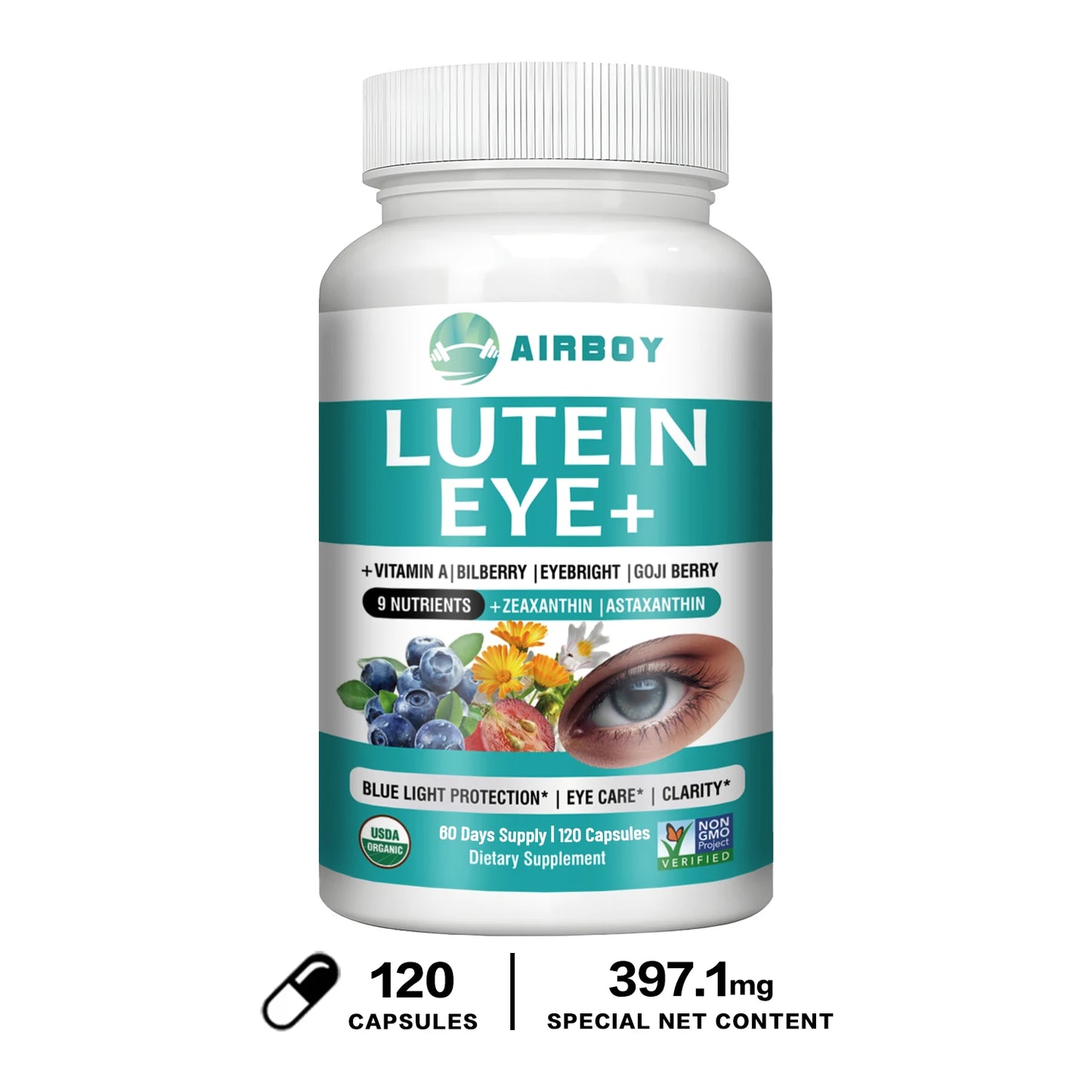 Lutein Eyes - Bilberry Extract and Zeaxanthin - Support Eye Strain and Vision Health, Macular Health