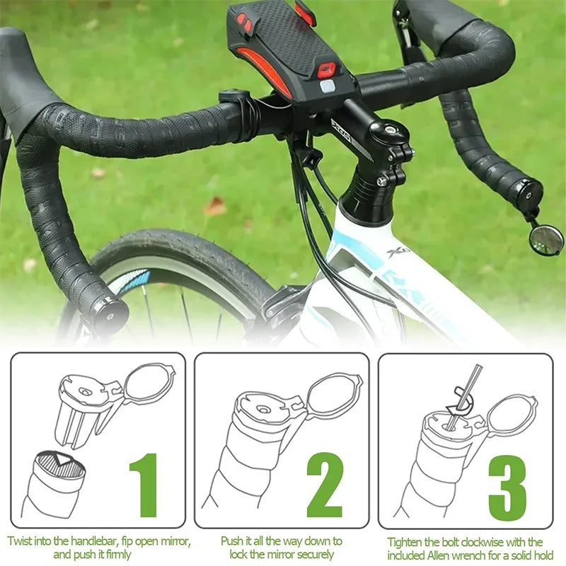 Bicycle Mini Handlebar Rearview Mirror Adjustable Rotate Clear Cycling Convex View Mirrors for MTB Road Bike Accessories