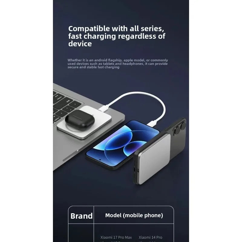 2026 Latest 6mm mini Ultra-Thin 10000mAh Wireless Magnetic Power Bank Type-C 20W Ultra-Fast Power Bank Portable Charger