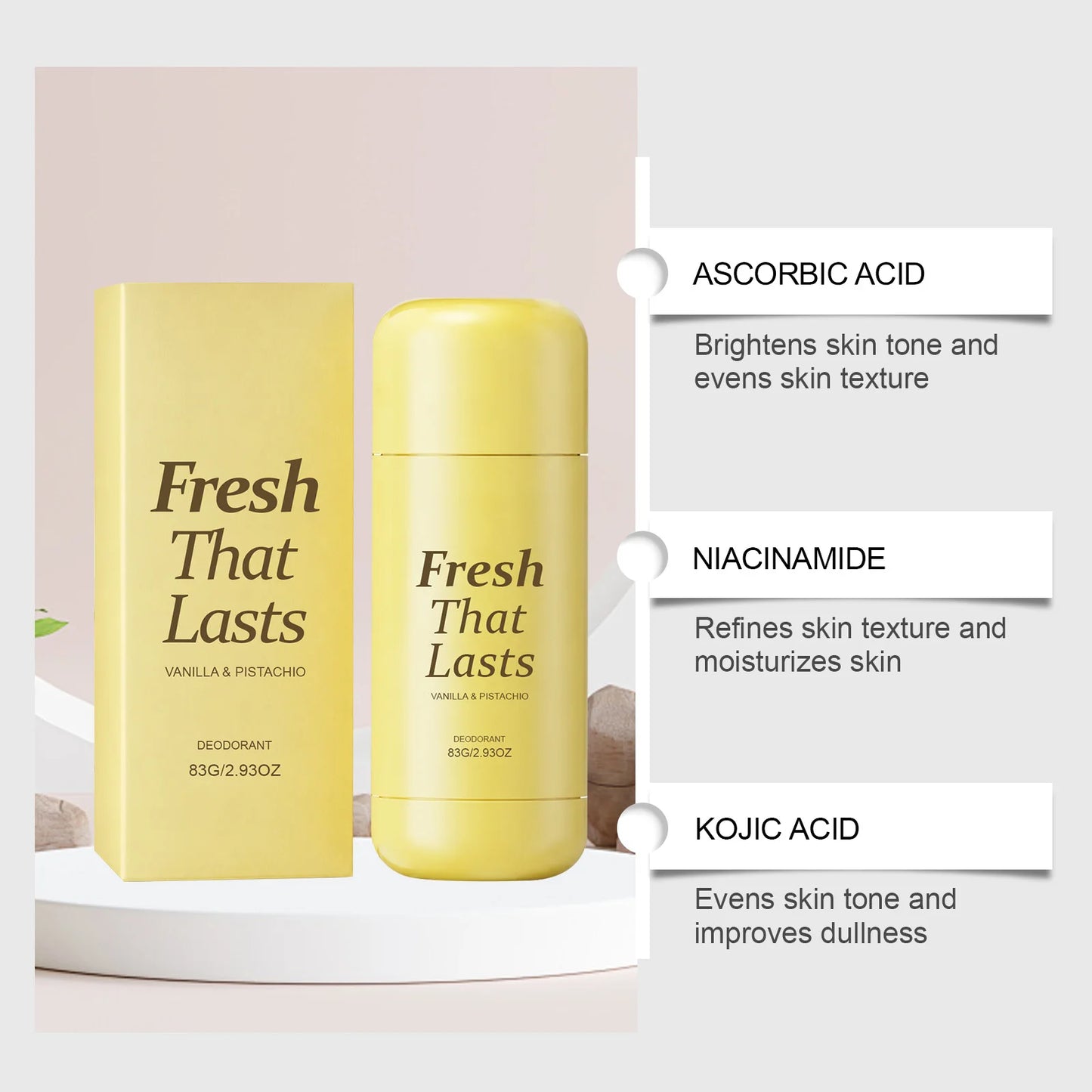 Vanilla Deodorant Stick Armpit Antiperspirant Odor Eliminator Brightening Skin Care Products Kojic Acid Turmeric Deodorant 83g