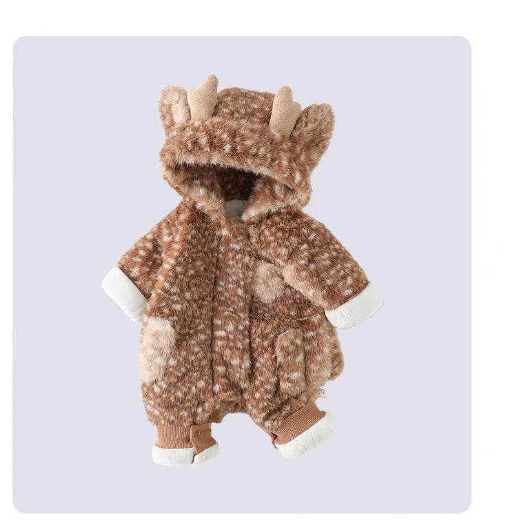 IYEAL  Baby Winter Thick Fleece Jumpsuit Christmas And New Year Jumpsuit Baby Super Cute Cotton Coat Outdoor Warm Jacket