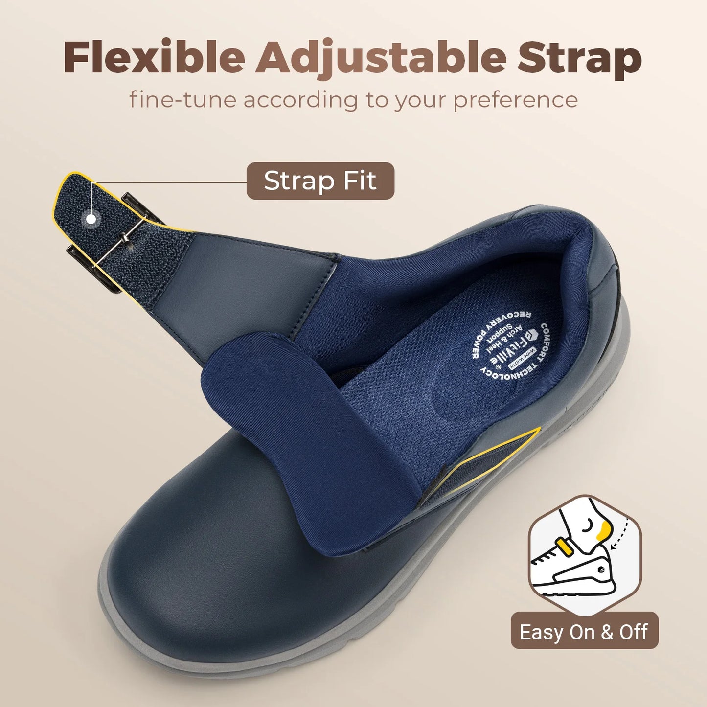 Fittington Extra Wide Walking Shoes For Man Diabetic Swollen Feet Wide Shoes Casual Dress Lightweight Shoes With Adjustable
