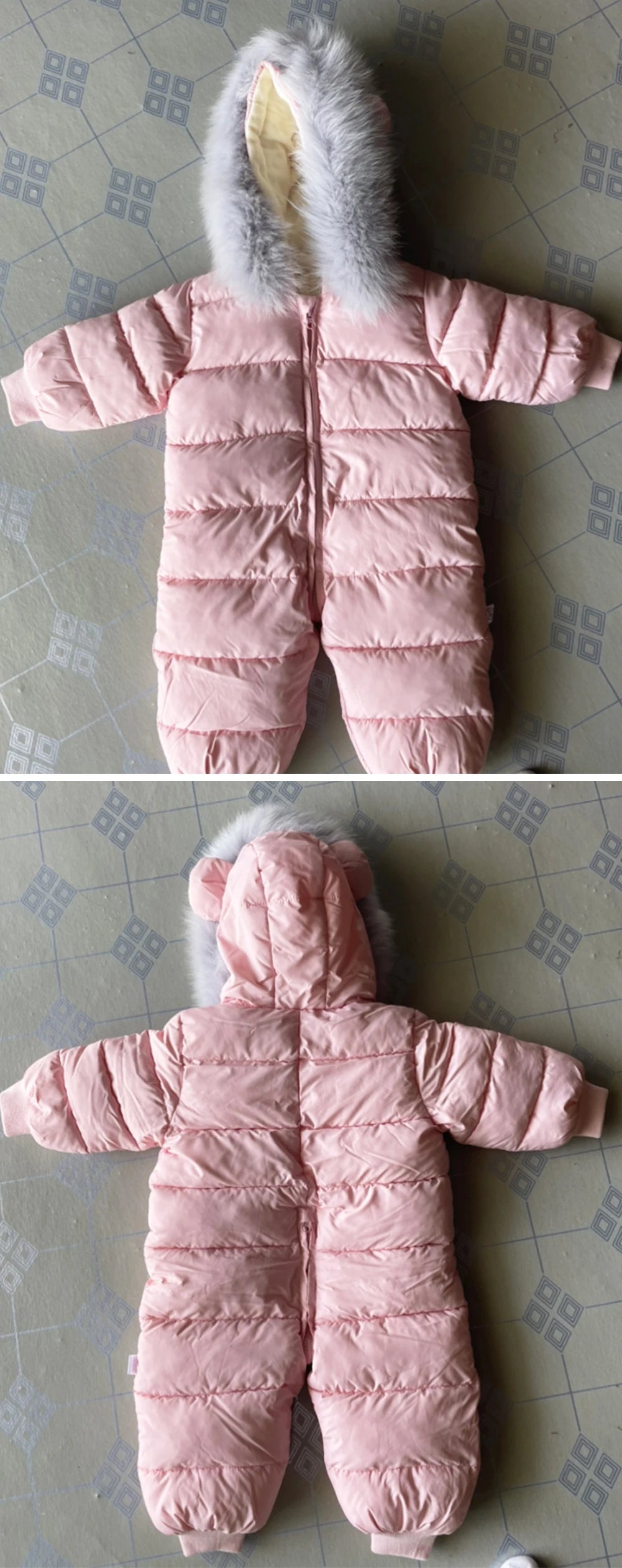 Baby Fur Hooded Jumpsuit,Waterproof -30 Degrees Snowsuits,Toddler Children's Winter Overalls,Infant Boys Girls Down Jacket 1-3T