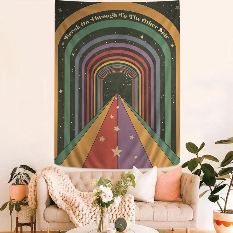 Retro Bohemian Psychedelic 70s DIY Wall Tapestry Science Fiction Art Home Decor for Room