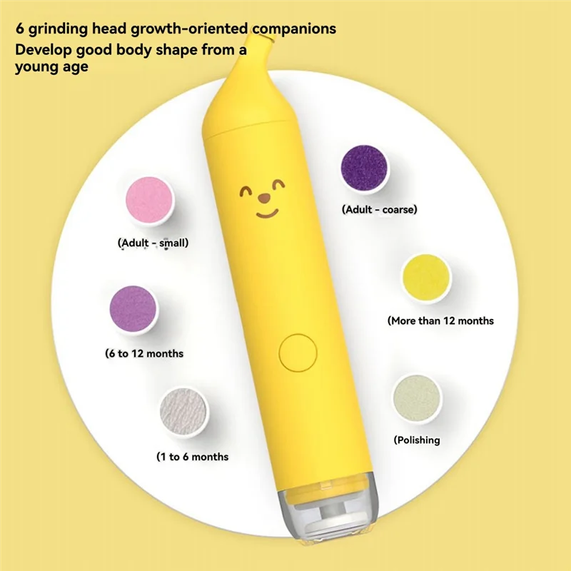 B78B-Soft LED Light Baby Electric Nail Clipper Filer Trimmer 6 Attachments Gentle Grinder