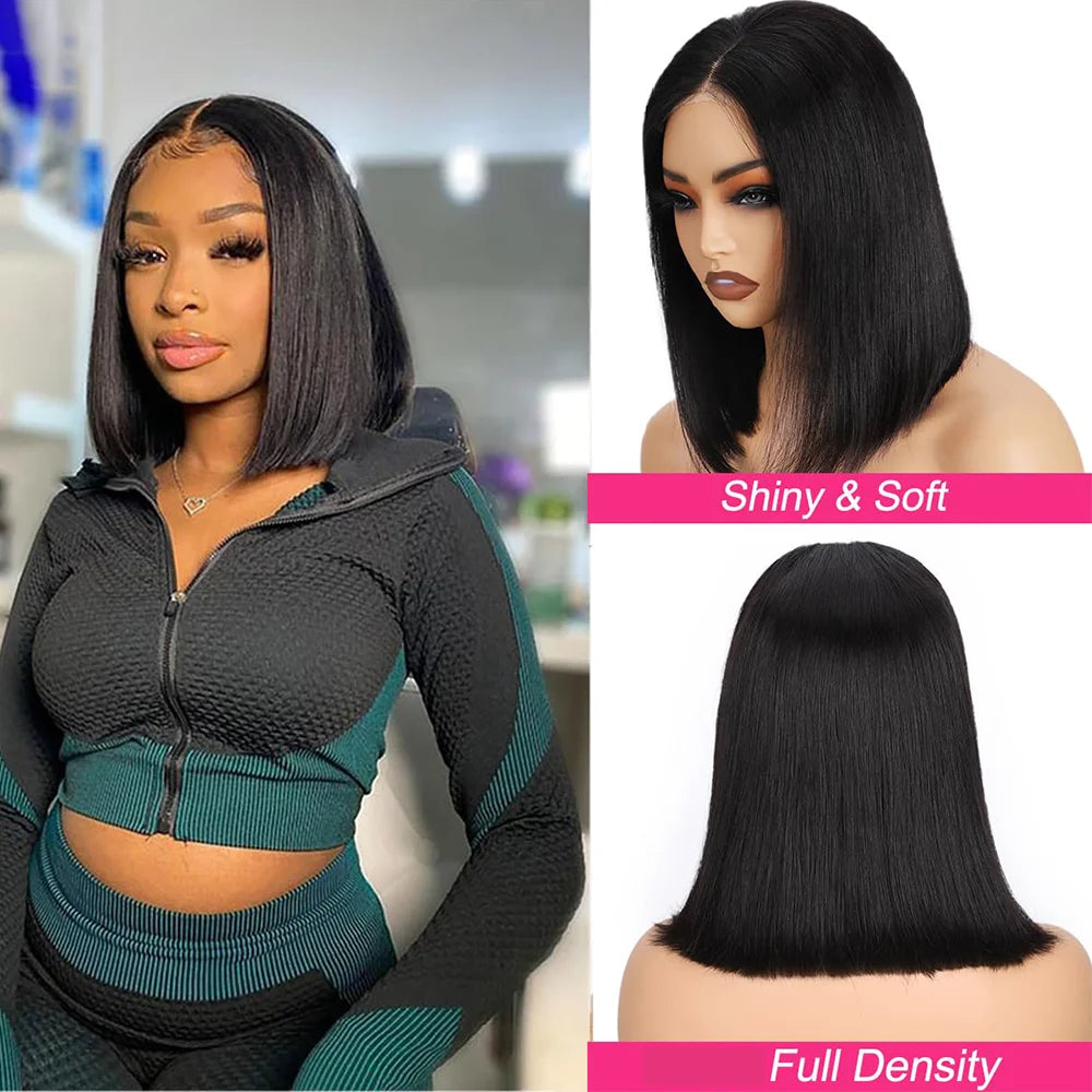 2026 New Wear And Go Glueless Wigs Human Hair Bob Straight Front Wigs Human Hair Upgraded No Glue Front Wigs For Women