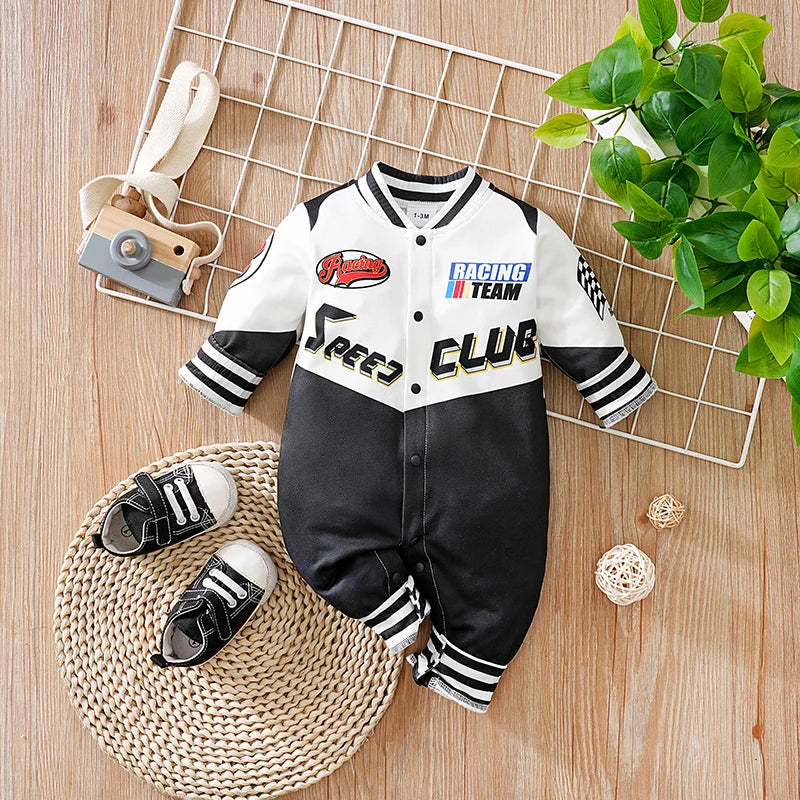 Newborn Clothes Outdoor Racing Clothes Comfortable And Soft For Boys And Girls Spring And Autumn Long Sleeved Baby Jumpsuit
