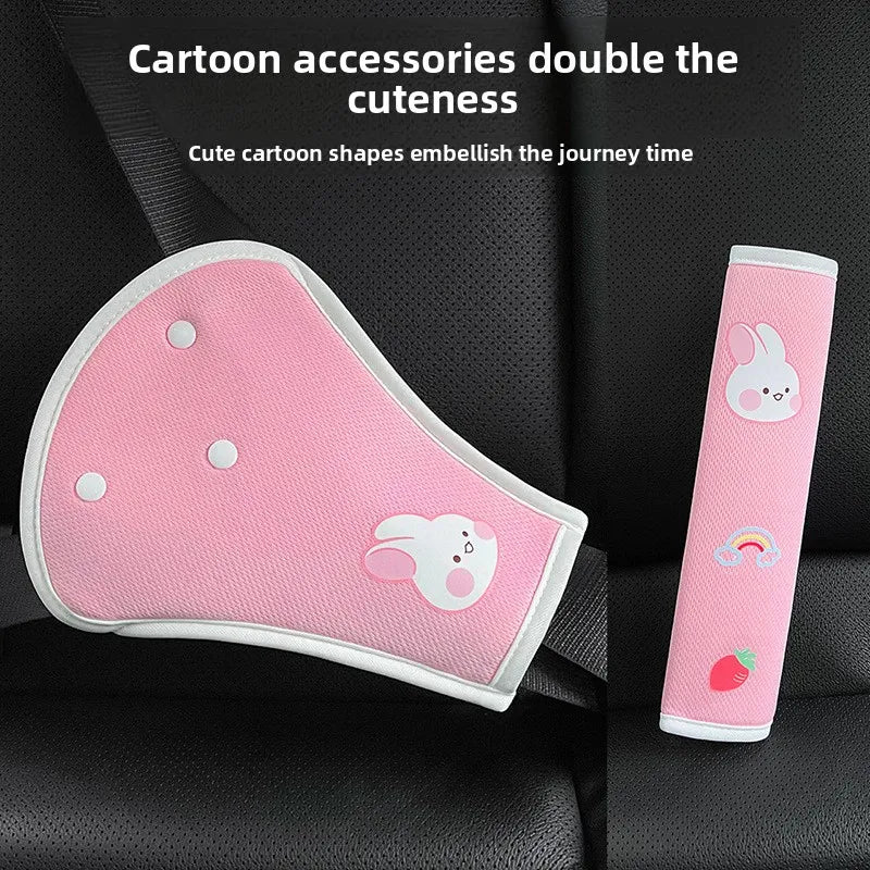Universal Cartoon Car Seat Belt Cover Set Adjustable Car Safety Belt Cover Shoulder Pad for Kids Adults Car Interior Accessories