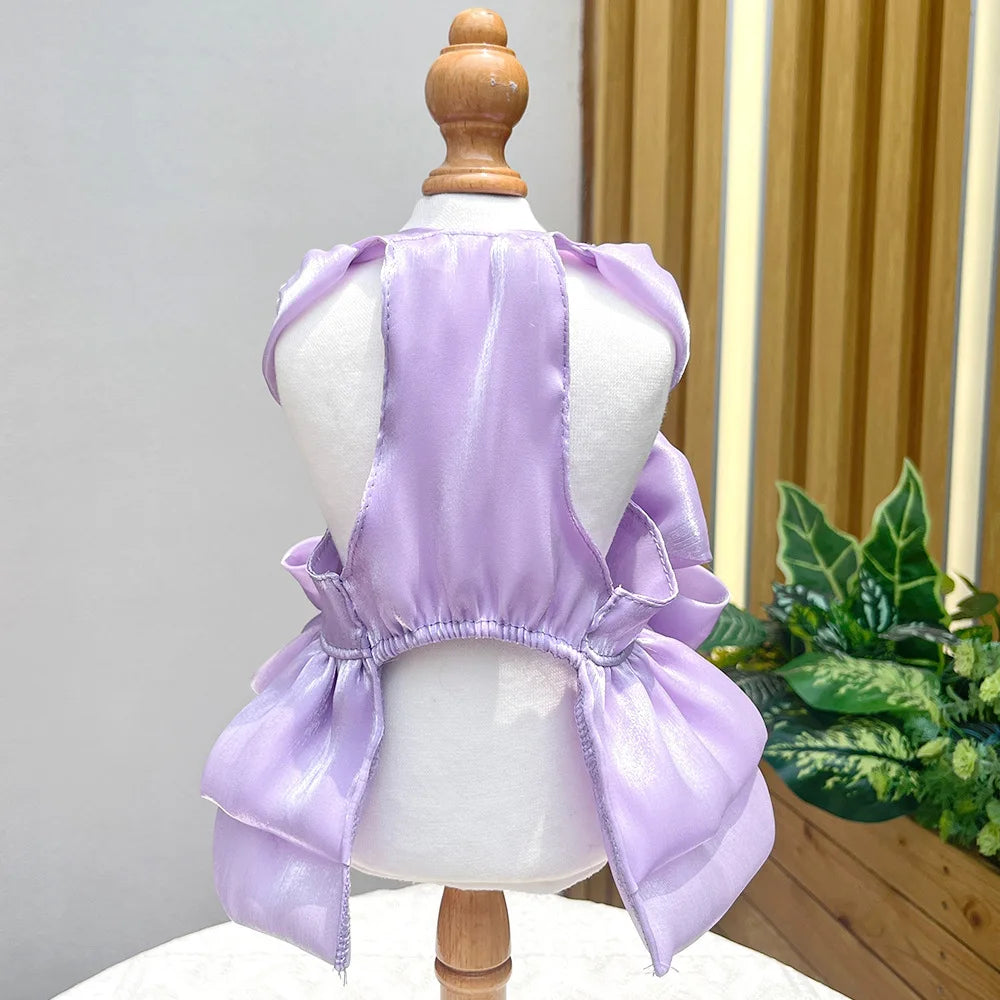 Dog Dress Girl Dog Clothes Pet Apparel Doggie Pink Bowknot Tulle Cat Sequin Clothing Pup Dresses Doggy Attire Birthday