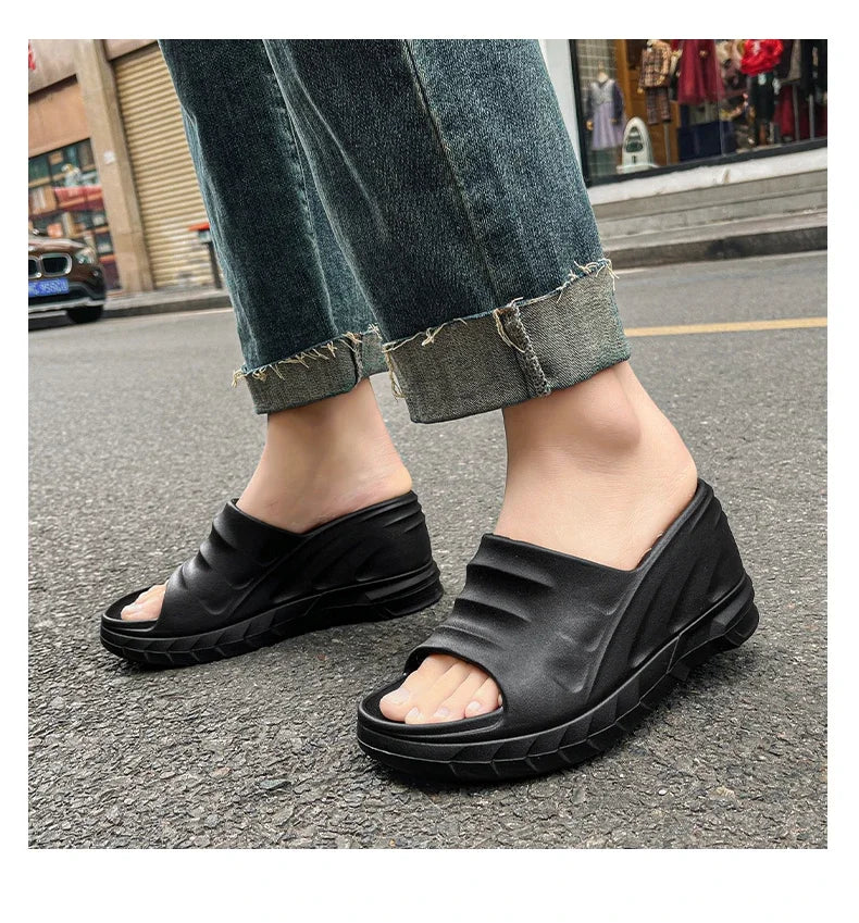 Outdoor Ladies Sandals Women Platform Flip Flops Slippers Height Increasing 8cm Summer Fashion Open Toe White Zapatos Mujer