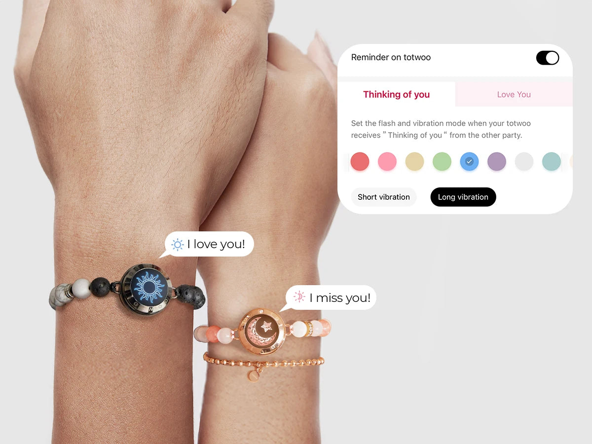 Totwoo Touch Smart Beaded Bracelets for Couple Emotional Bluetooth Jewelry Gift for Girlfriend Boyfriend Anniversary Birthday
