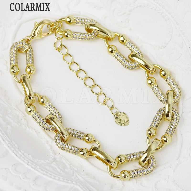 Classic Zircon U Shape Chain 18-K Gold Plated Gold Chains Fashion Jewelry Style  40435