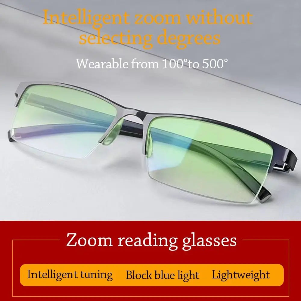 Smart Automatic Zoom Reading Glasses Anti Blue Ray Reading Glasses Autofocus Power Half-Rim Near Far Computer Glasses Elegant