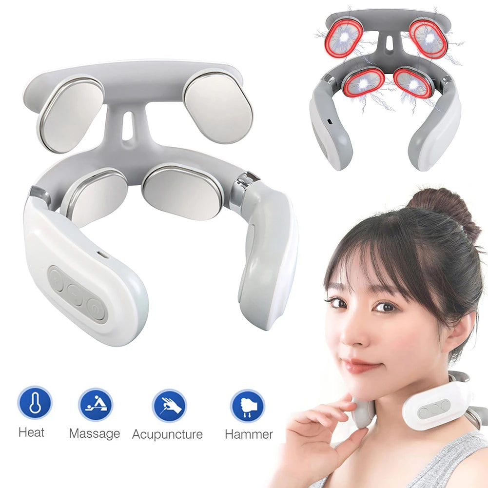 4-head Cervical Massager with Heat Electric Neck Massager Relaxation Gifts for Women Men Dad Mom